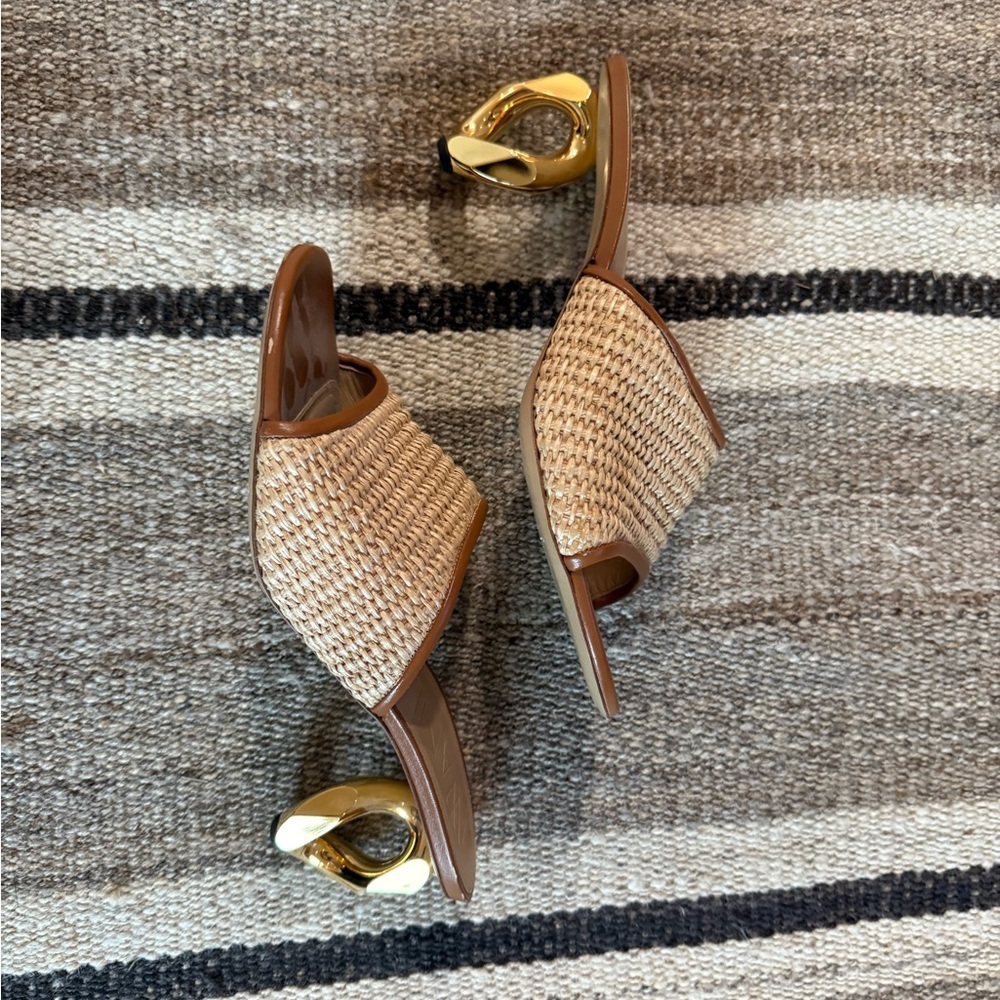 JW ANDERSON Tan and Gold Mules